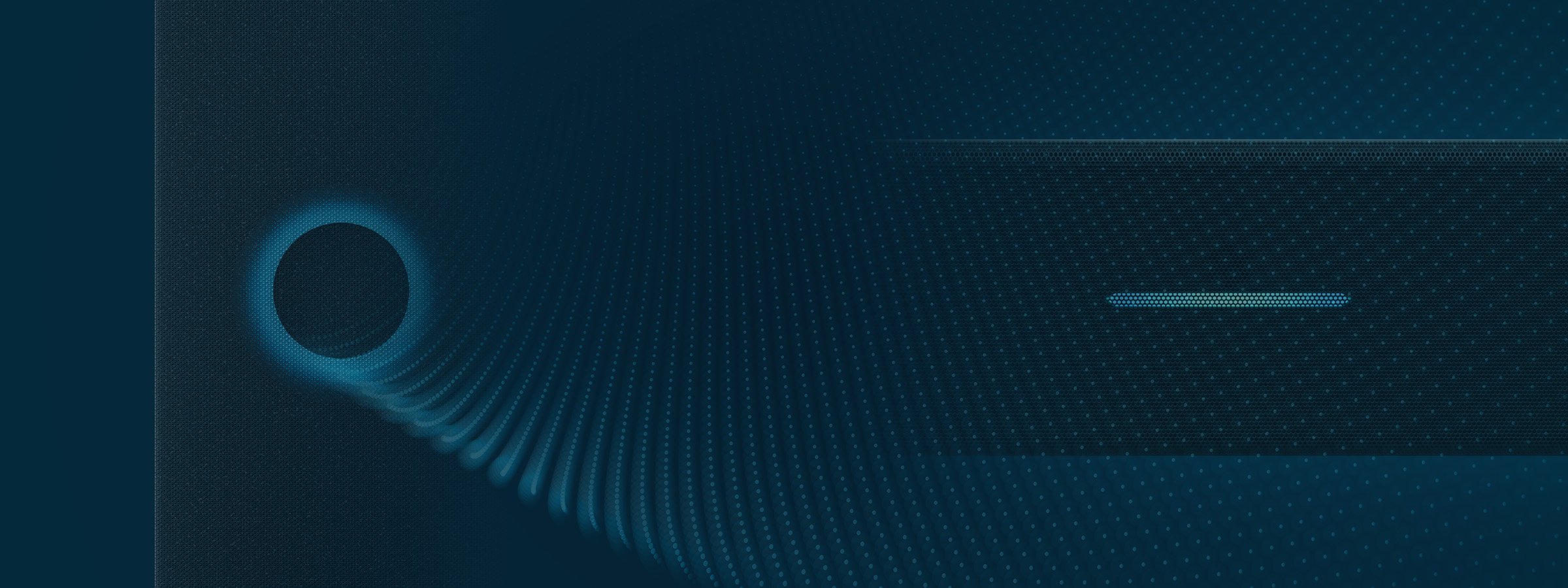 Nureva HDL and HDX audio systems featuring Microphone Mist technology, visualizing advanced virtual microphone coverage for large and extra-large meeting spaces to deliver clear, consistent sound.