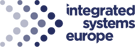 Integrated Systems Europe (ISE) logo featuring a modern design with blue gradient dots forming an arrow shape and bold text, representing the leading AV and systems integration trade show in Barcelona.