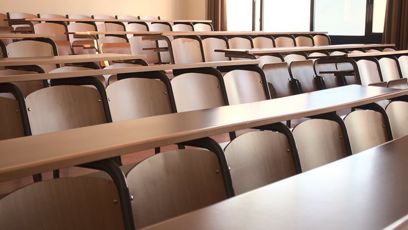Empty higher education classroom