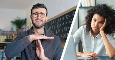 Instructor and student expressing unhappiness in the classroom