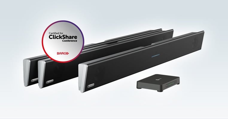 Nureva HDL310 and HDL410 audio conferencing systems are certified for Barco ClickShare CX-20, CX-30 and CX-50 Gen 2 wireless presentation and conferencing devices