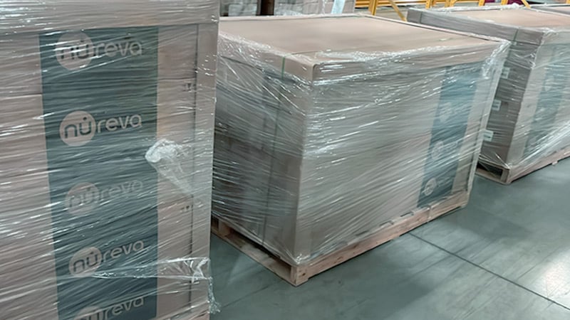 Boxes of Nureva products waiting to be shipped