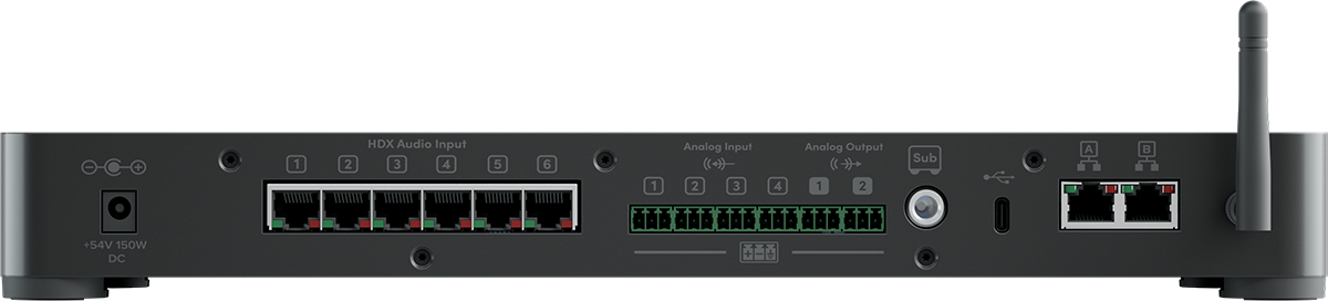 Nureva HDX system hub showing back panel connections