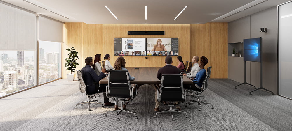 Large meeting room featuring the Nureva HDL300 system