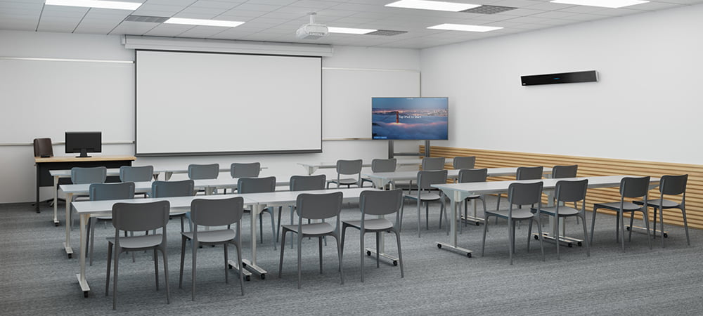 Hybrid classroom featuring the Nureva HDL310 system
