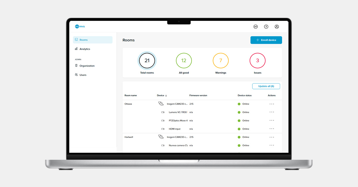 Nureva Console user interface