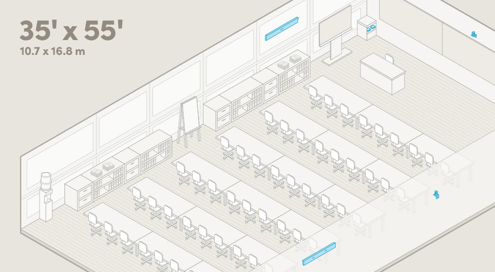 Training room featuring the Nureva HDL410 system