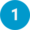 Blue circular icon with the number 1 in white, used as a step indicator or sequence marker in a process or instructional guide.