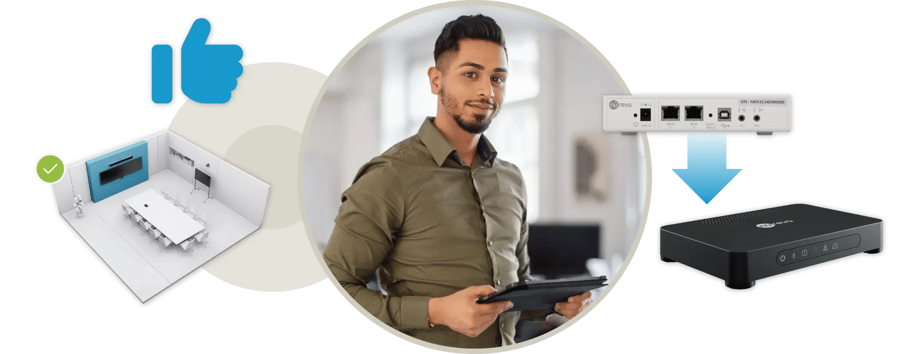 Graphic illustrating Nureva HDL upgrade program with next-gen connect module, showing transition from older HDL systems to HDL310 and HDL410 for enhanced audio performance in modern meeting spaces. Graphic illustrating Nureva HDL upgrade program with next-gen connect module, showing transition from older HDL systems to HDL310 and HDL410 for enhanced audio performance in modern meeting spaces.