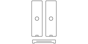 Line drawing of the Nureva HDX system with two audio bars and a system hub for large meeting spaces.