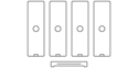 Line drawing of the Nureva HDX system with four audio bars and a system hub for large meeting spaces.