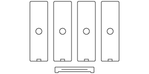 Line drawing of the Nureva HDX system with four audio bars and a system hub for large meeting spaces.