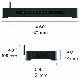 Nureva HDX system hub shown from front and side views, measuring 14.60 inches (371mm) wide, 5.94 inches (151mm) deep, and 1.85 inches (47mm) tall (4.31 inches / 109mm including antenna), featuring green LED status indicators across the front panel. Nureva HDX system hub shown from front and side views, measuring 14.60 inches (371mm) wide, 5.94 inches (151mm) deep, and 1.85 inches (47mm) tall (4.31 inches / 109mm including antenna), featuring green LED status indicators across the front panel.