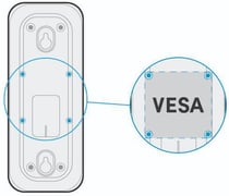 Nureva HDX microphone pod VESA mount compatibility diagram with a close-up of the VESA pattern. Nureva HDX microphone pod VESA mount compatibility diagram with a close-up of the VESA pattern.
