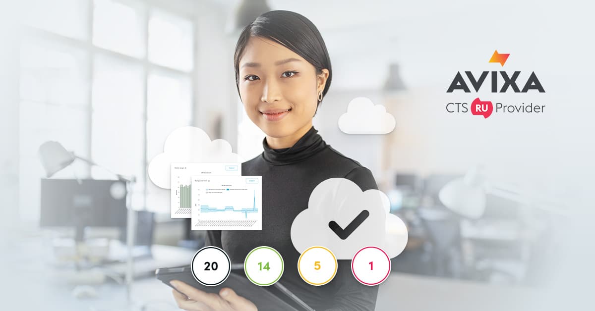 User accessing Nureva Console to monitor and manage connected audio devices with cloud‑based dashboards, status indicators and system health metrics in a modern office environment.