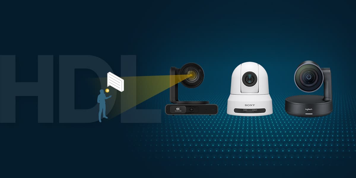 Nureva HDL series audio system integrating 3D sound location data with PTZ cameras for advanced video conferencing and meeting room tracking.