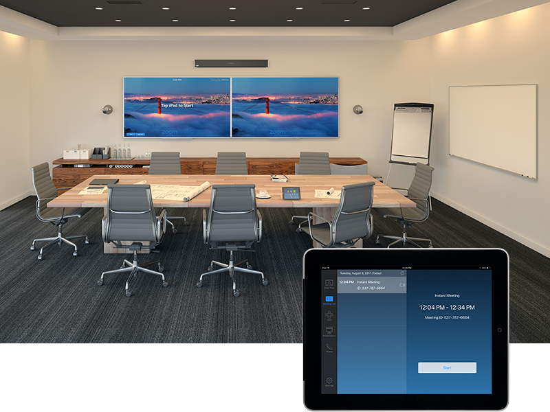 The Nureva HDL300 audio conferencing system in a Zoom Room